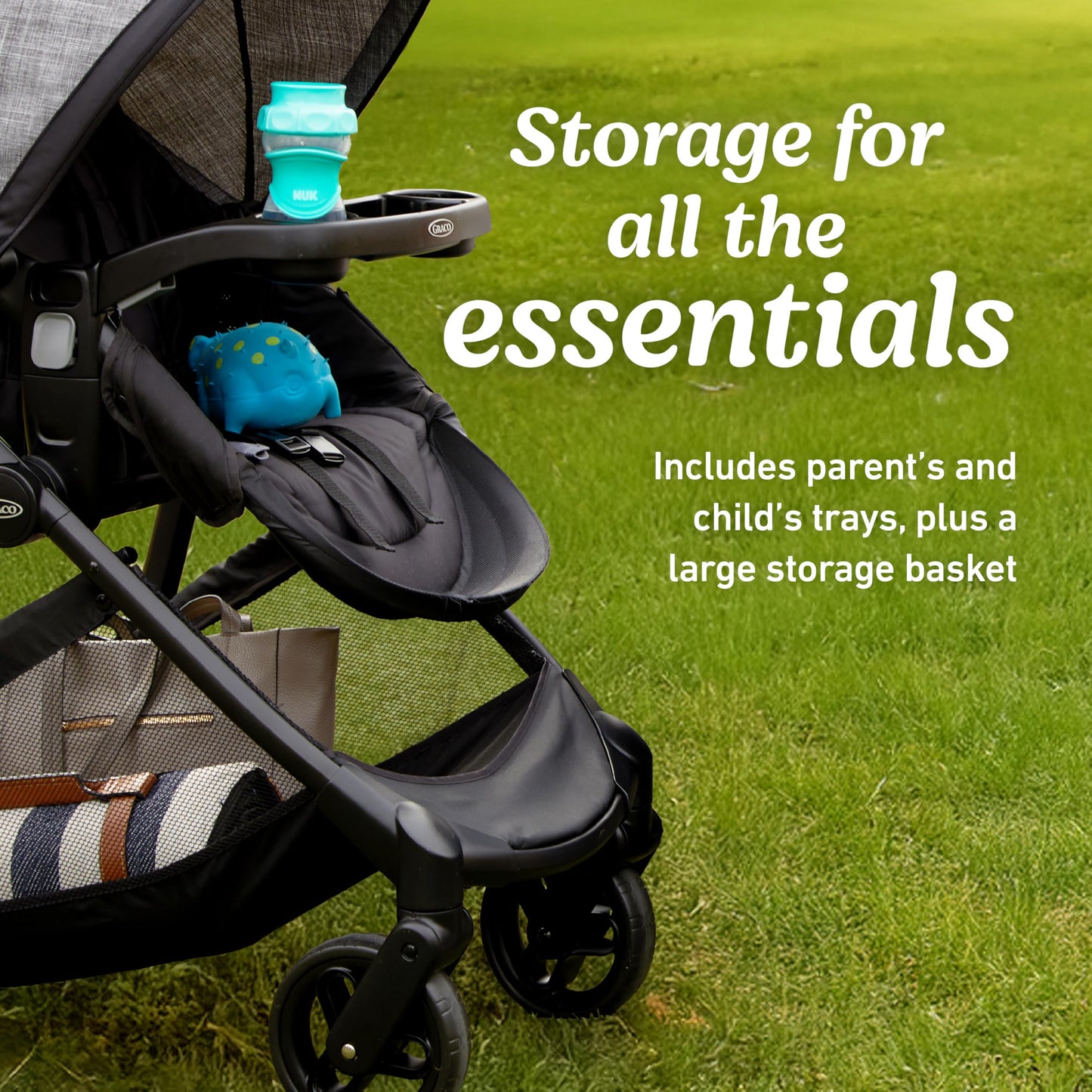 Graco Modes Element Canter travel system with stroller and infant car seat, featuring adjustable handles and fabric canopy.