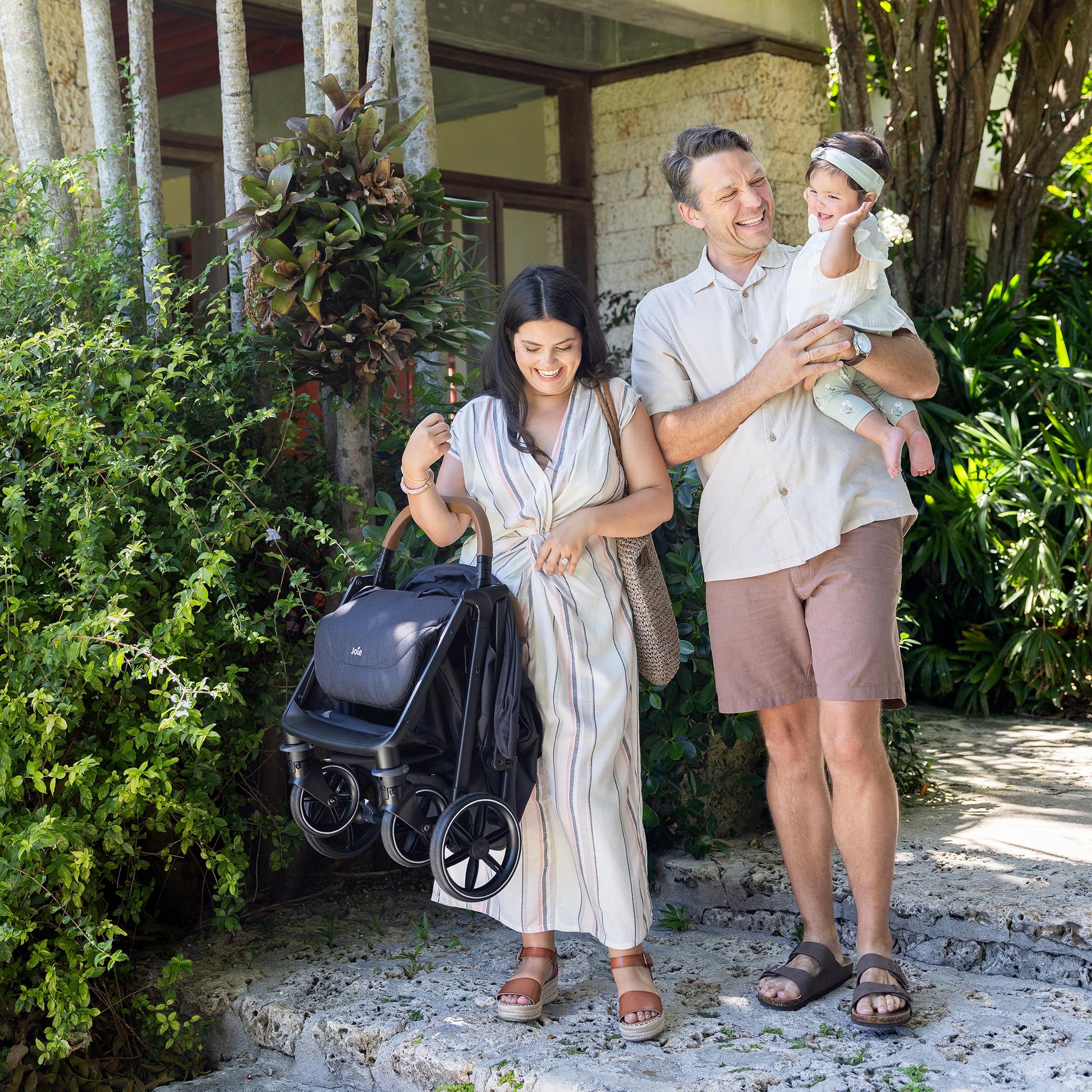 Joie Nutmeg compact stroller by My Store, lightweight design with one-hand fold, shown in shale color.