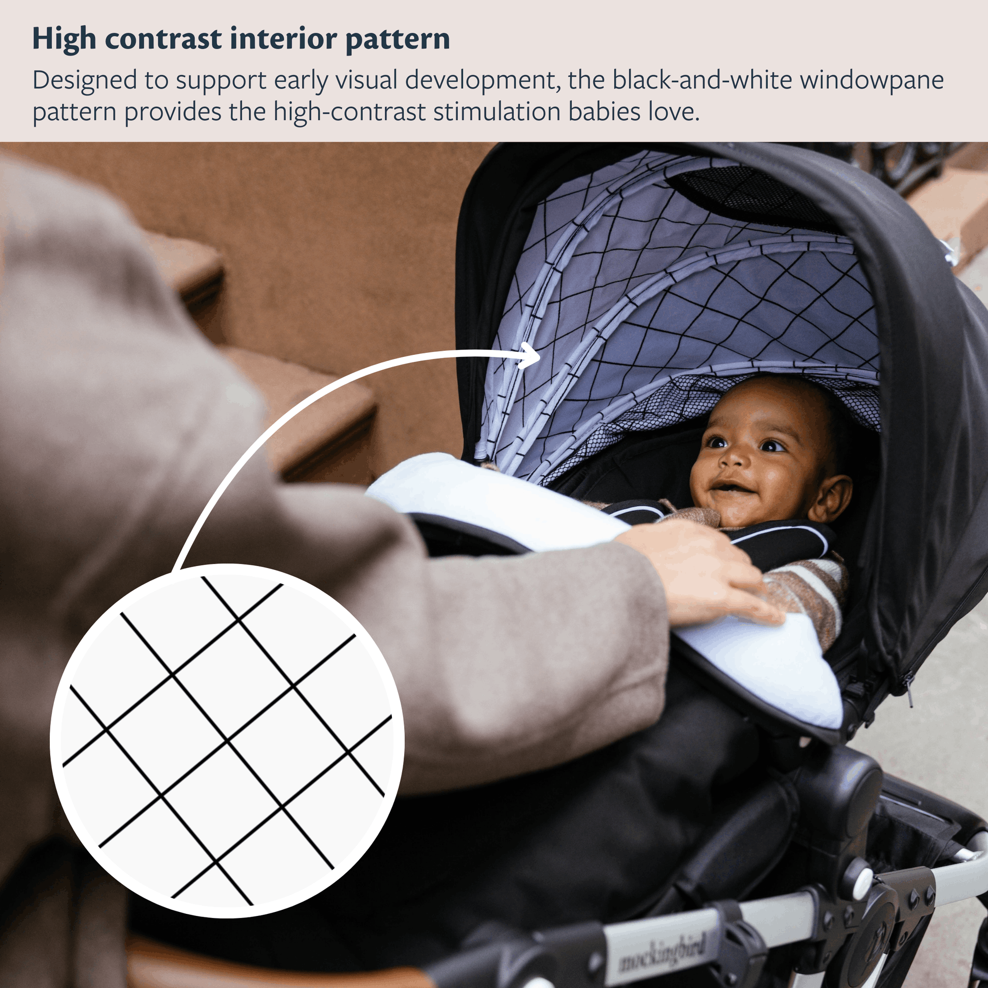Mockingbird Single-to-Double Stroller 3.0 - Black Windowpane