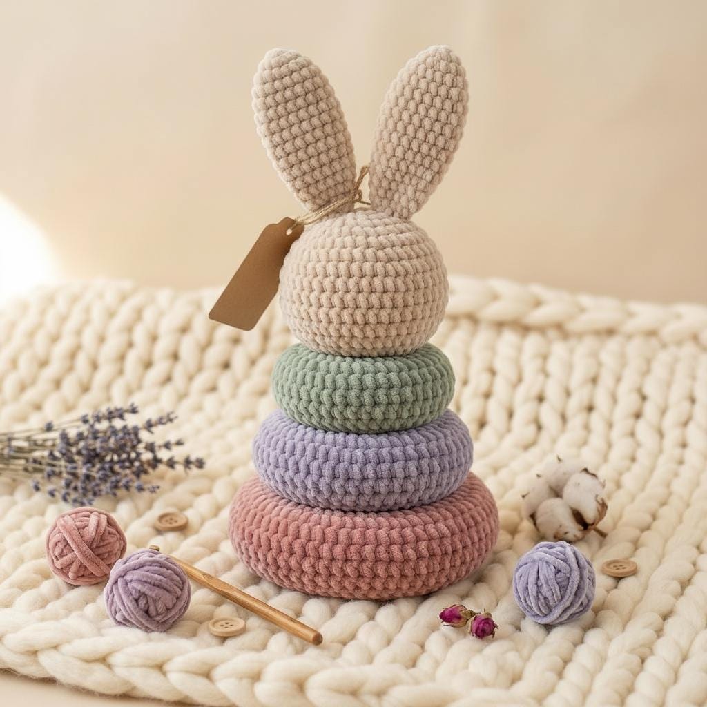 4521693732 Bunny Stacking Rings Toy Crochet Pattern PDF