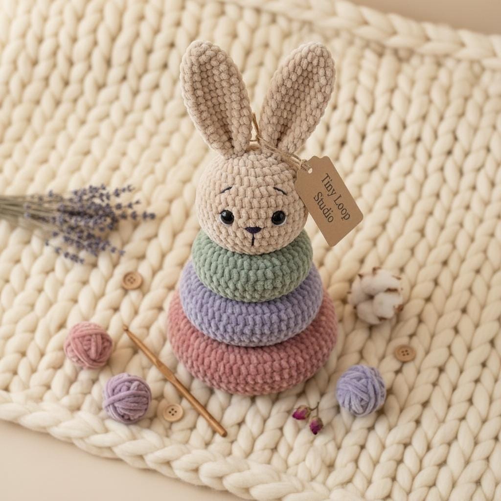 4521693732 Bunny Stacking Rings Toy Crochet Pattern PDF
