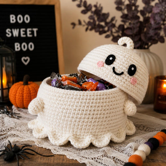 4537243615 Ghost Candy Basket Crochet Pattern PDF