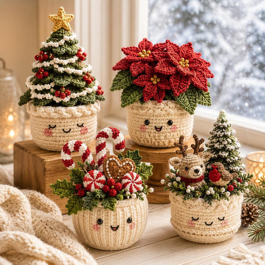 4552344767 Christmas Crochet Pot Pattern Bundle PDF