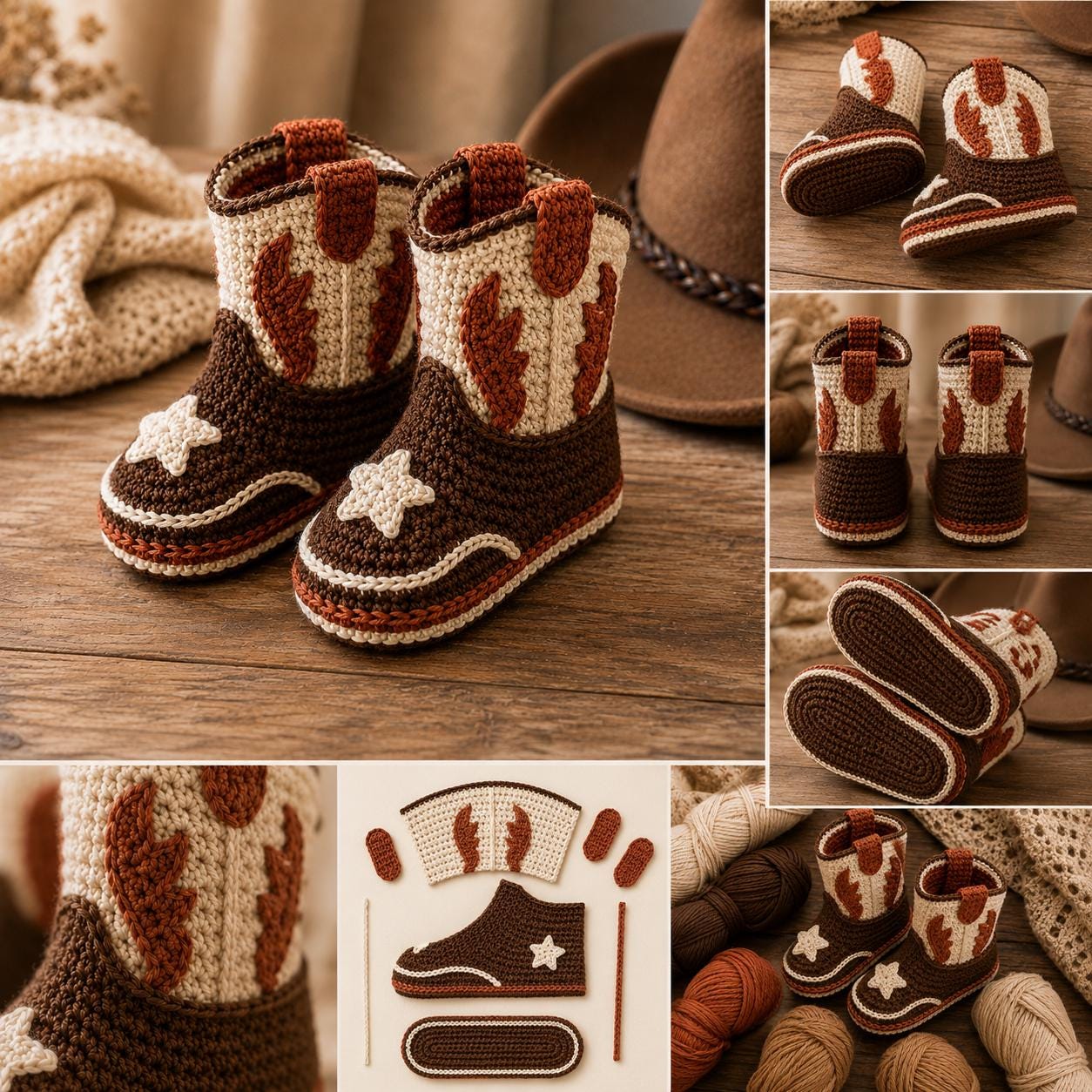 4555887051 Cowboy Baby Boots Crochet Pattern PDF