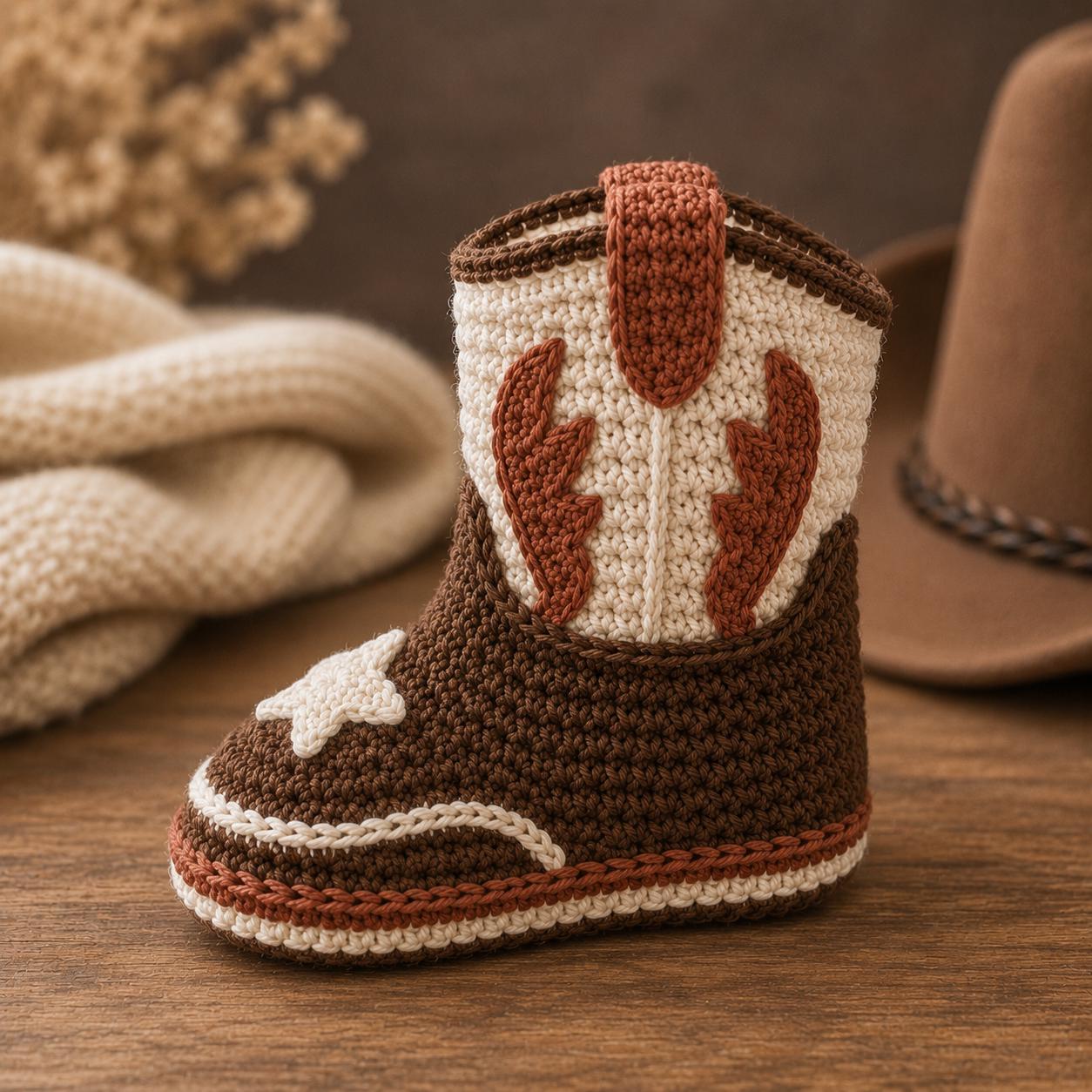 4555887051 Cowboy Baby Boots Crochet Pattern PDF