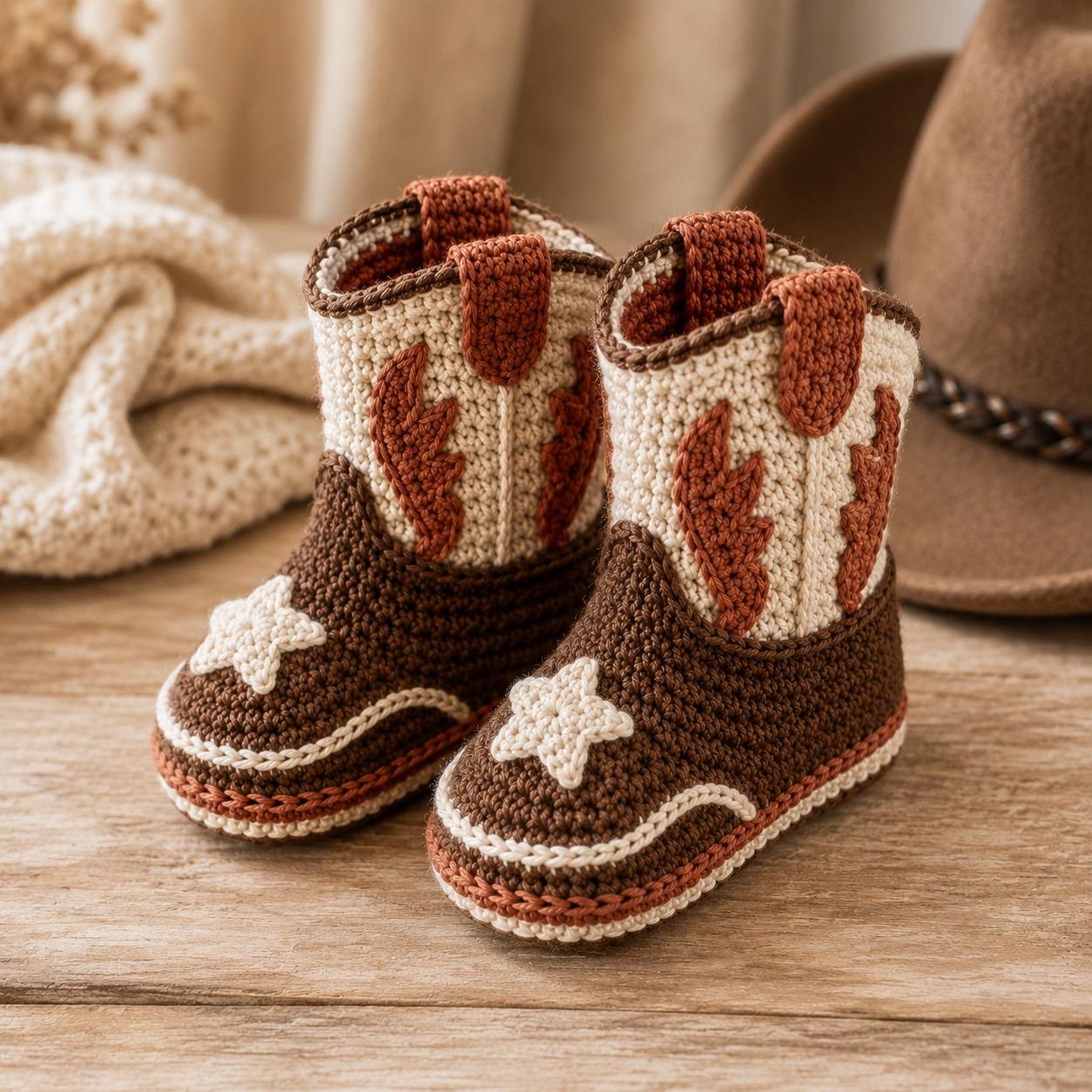 Cowboy Baby Boots Crochet Pattern PDF