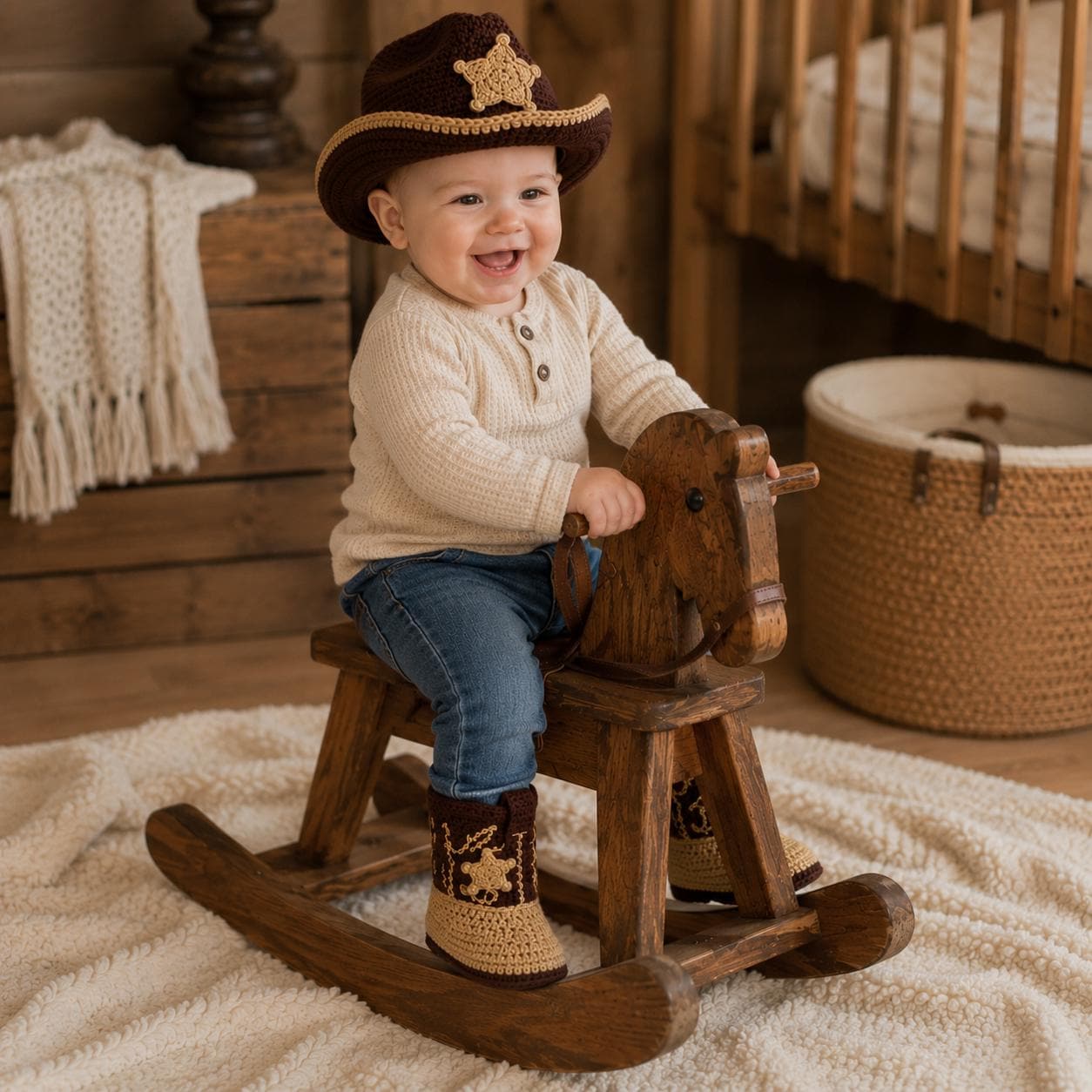 4558338766 Wild West Baby Sheriff Set Crochet Pattern PDF