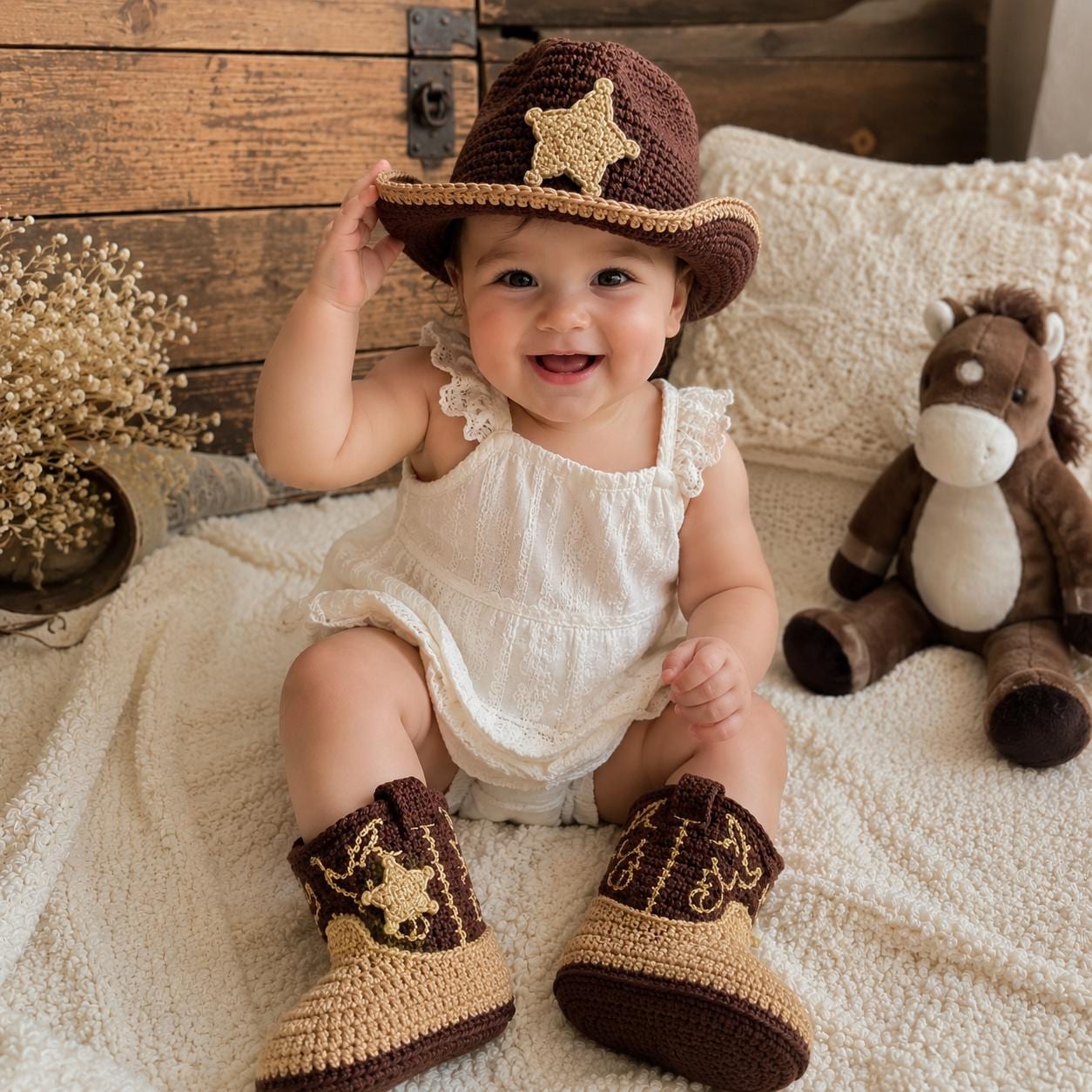 4558338766 Wild West Baby Sheriff Set Crochet Pattern PDF
