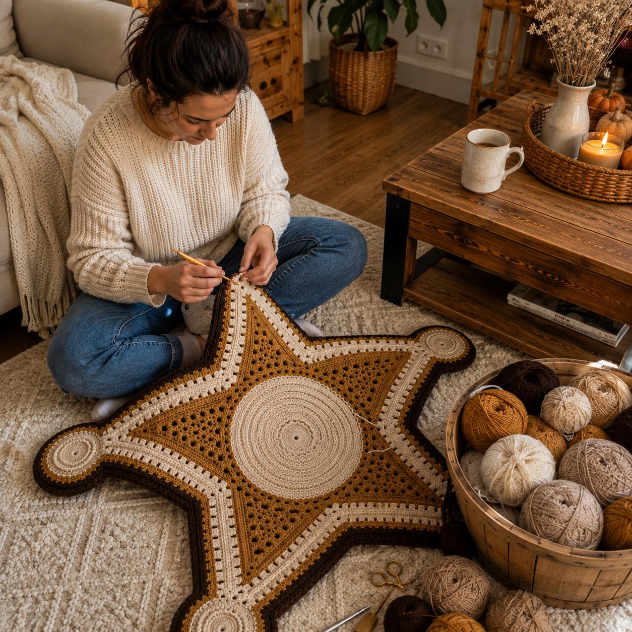 4558895292 Wild West Sheriff Badge Rug Crochet Pattern PDF