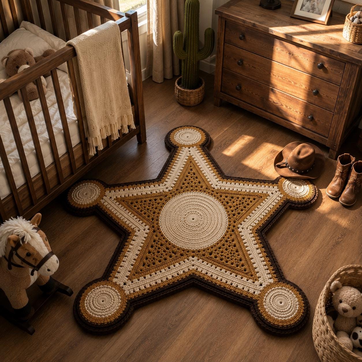 4558895292 Wild West Sheriff Badge Rug Crochet Pattern PDF