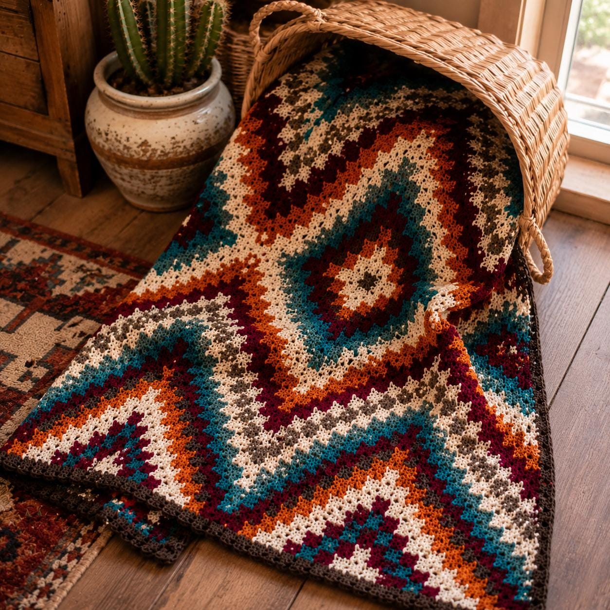 4559001782 Southwestern Diamond Blanket Crochet Pattern PDF