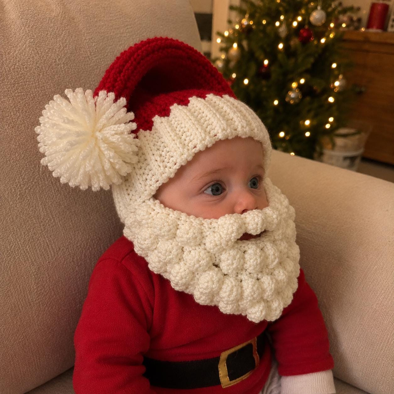 4563821507 Santa Baby Hat Beard Set Crochet Pattern PDF