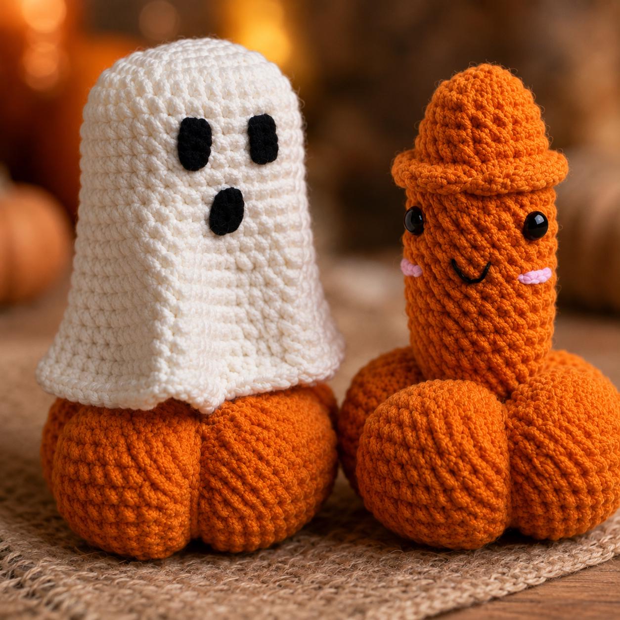 4563893092 Halloween Ghost Pumpkin Amigurumi Crochet Pattern PDF