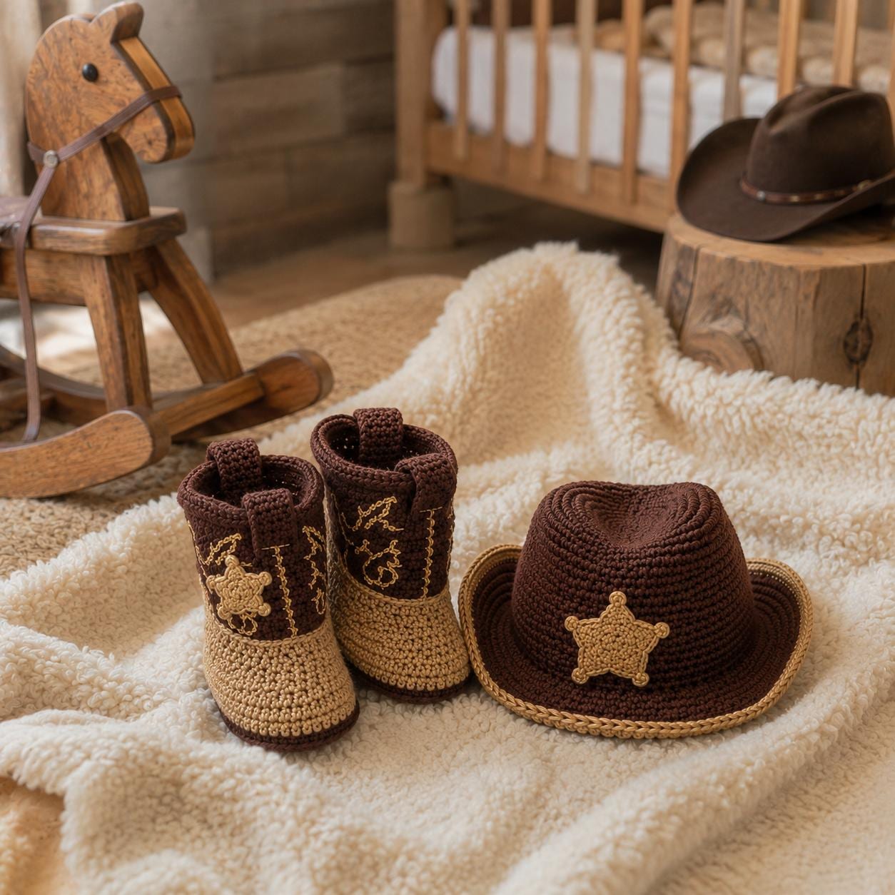 4558338766 Wild West Baby Sheriff Set Crochet Pattern PDF