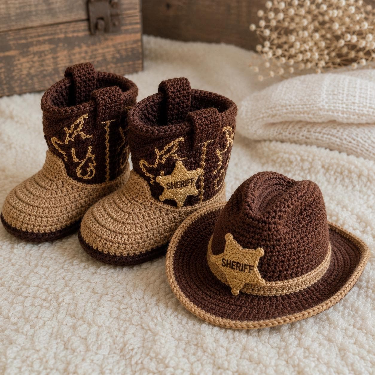 4558338766 Wild West Baby Sheriff Set Crochet Pattern PDF