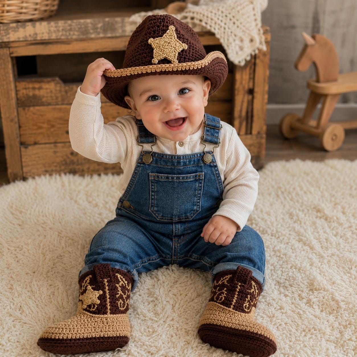 4558338766 Wild West Baby Sheriff Set Crochet Pattern PDF