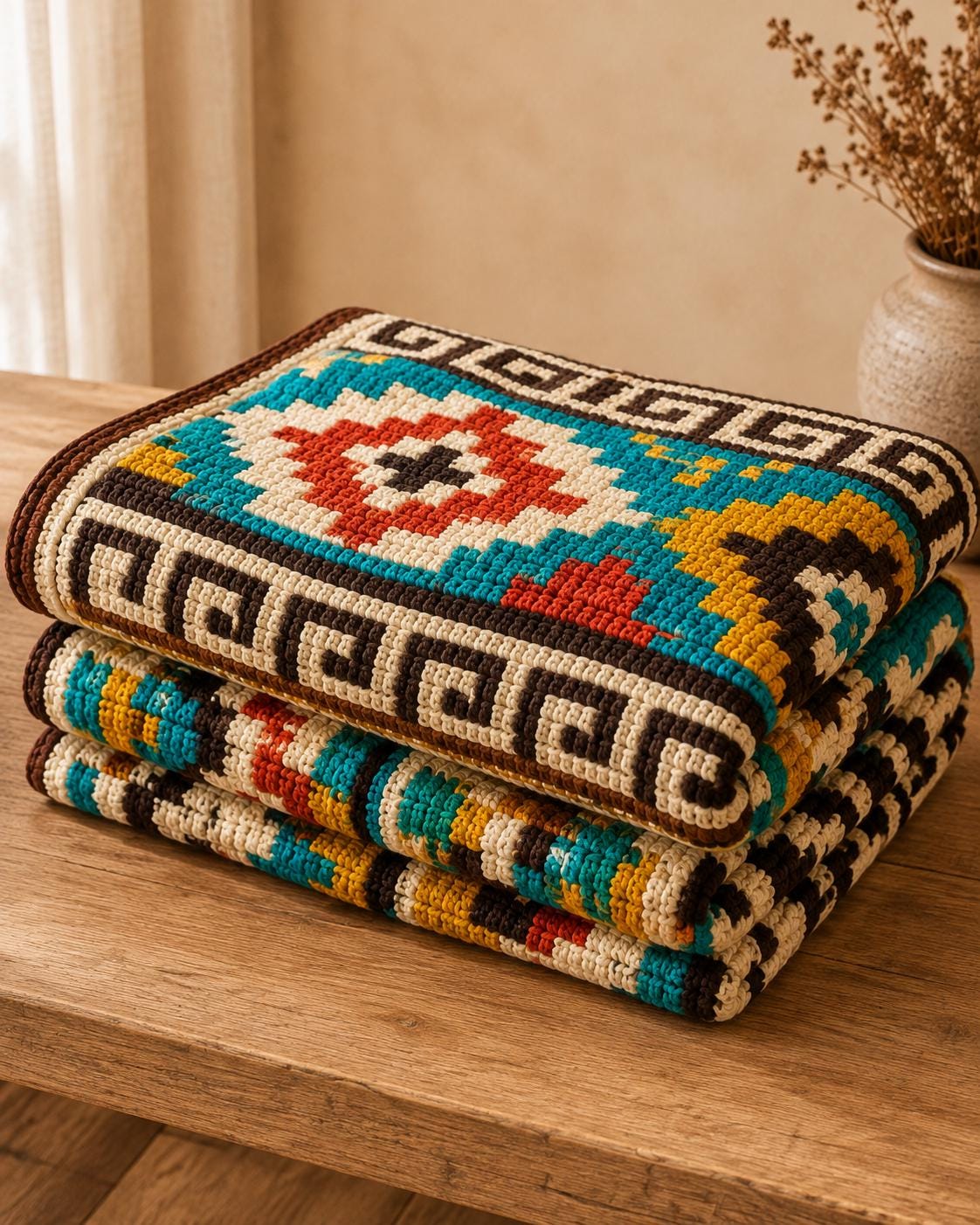4565099613 Southwest Blanket Aztec Throw Crochet Pattern PDF