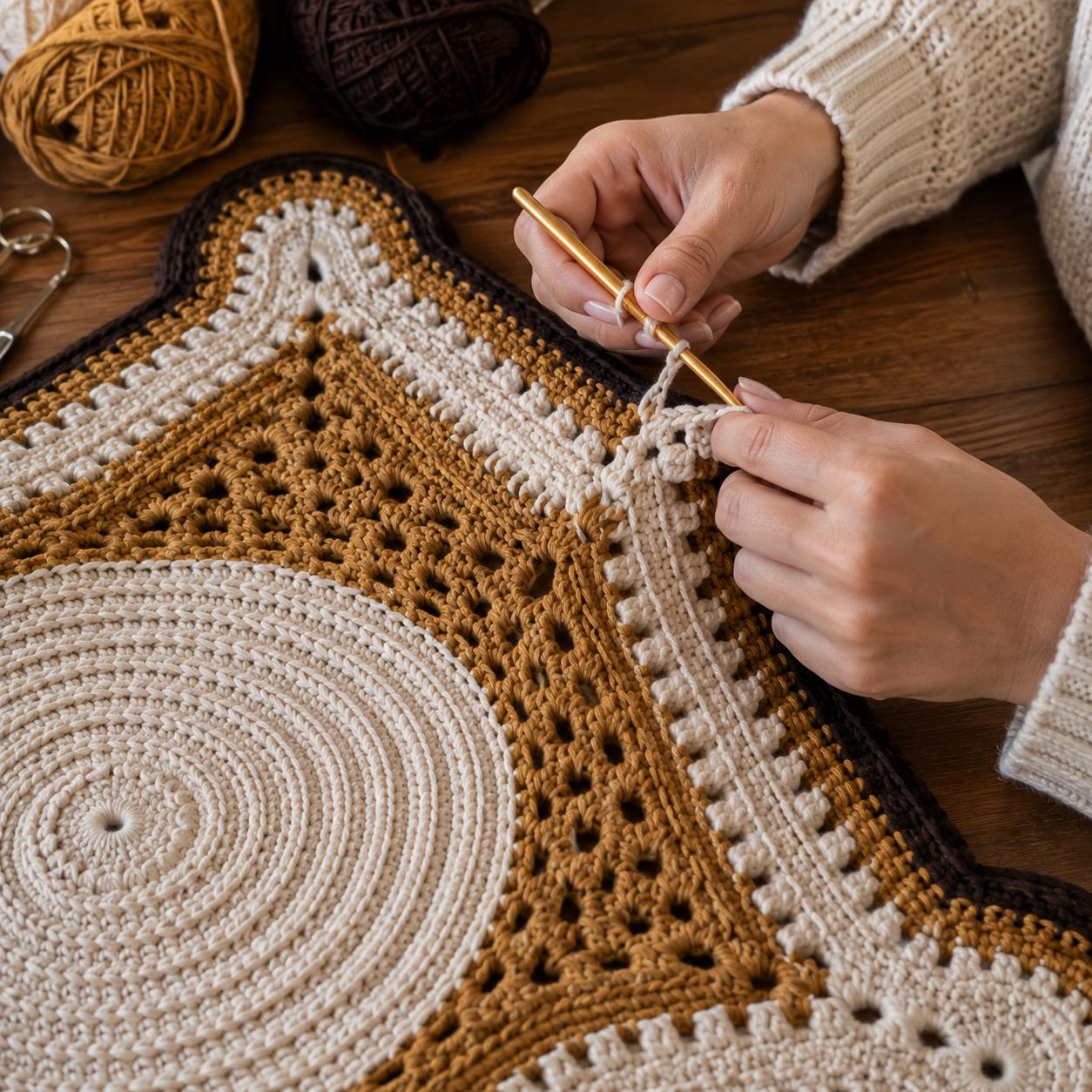 4558895292 Wild West Sheriff Badge Rug Crochet Pattern PDF