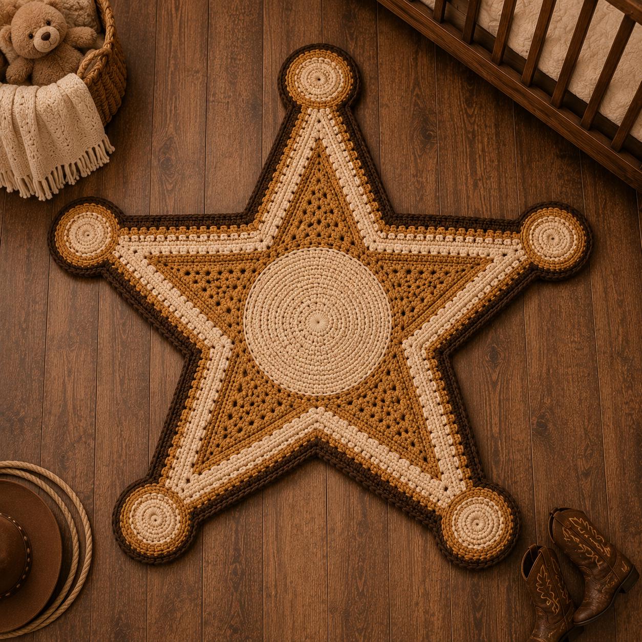 4558895292 Wild West Sheriff Badge Rug Crochet Pattern PDF