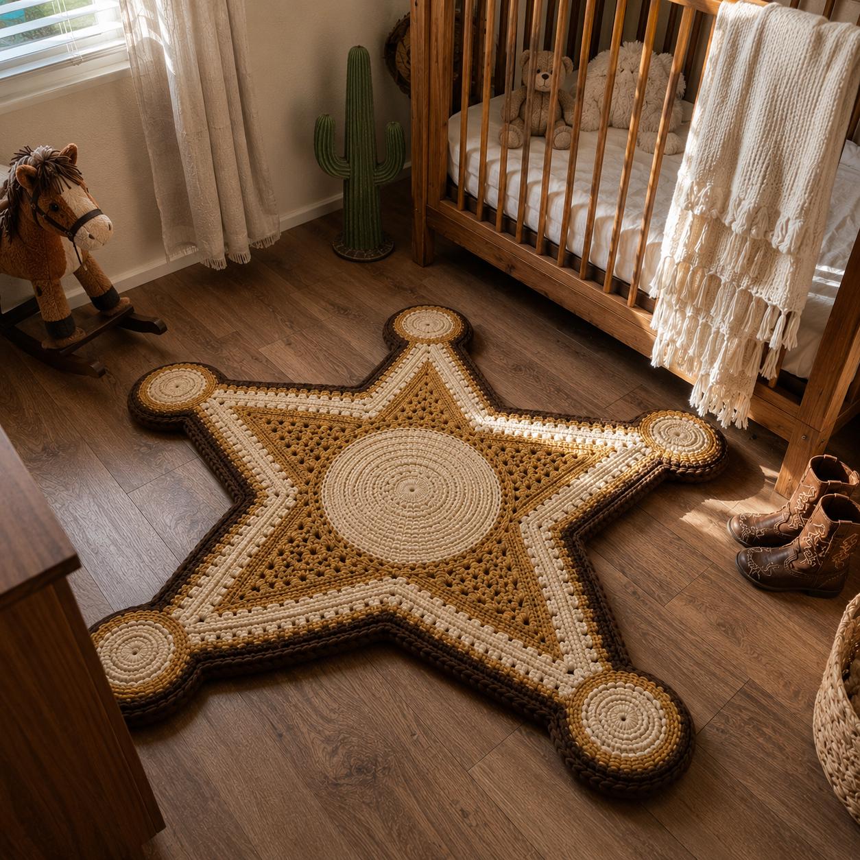 4558895292 Wild West Sheriff Badge Rug Crochet Pattern PDF