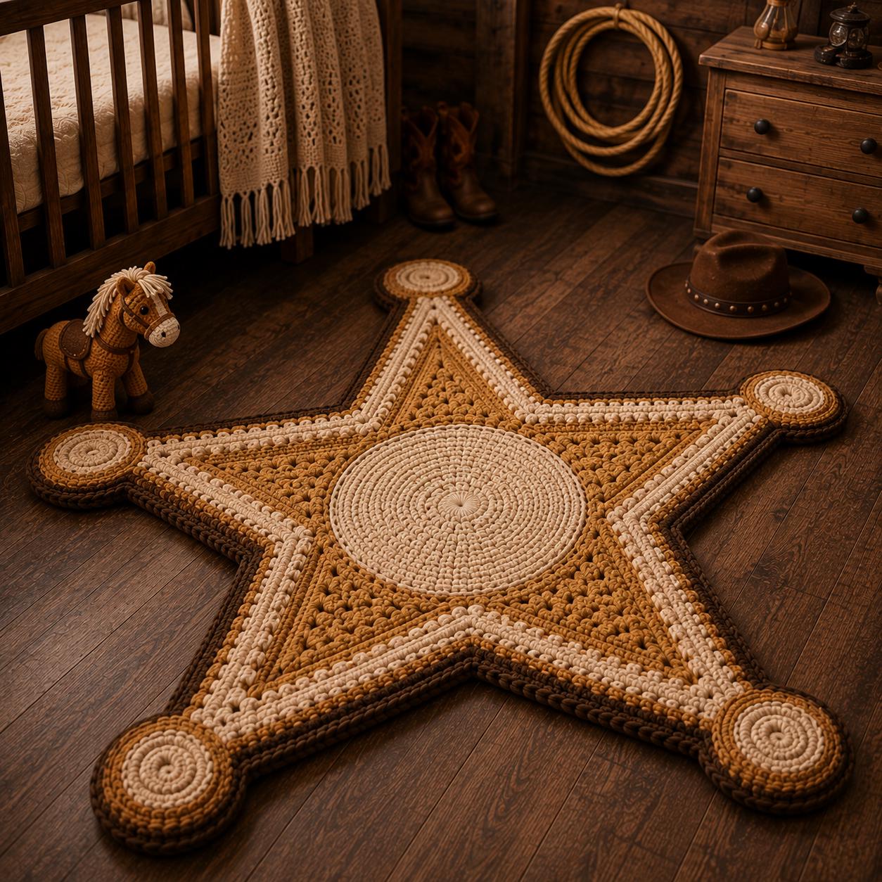 4558895292 Wild West Sheriff Badge Rug Crochet Pattern PDF