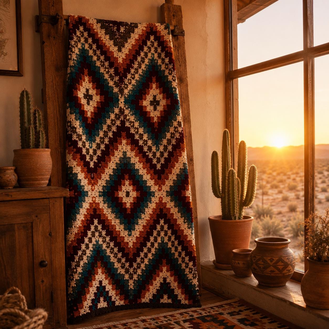 4559001782 Southwestern Diamond Blanket Crochet Pattern PDF