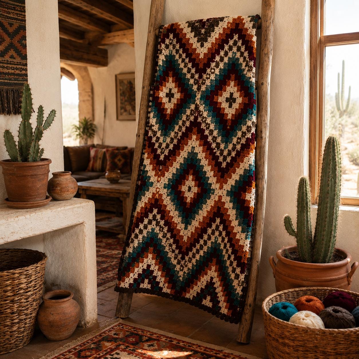 4559001782 Southwestern Diamond Blanket Crochet Pattern PDF