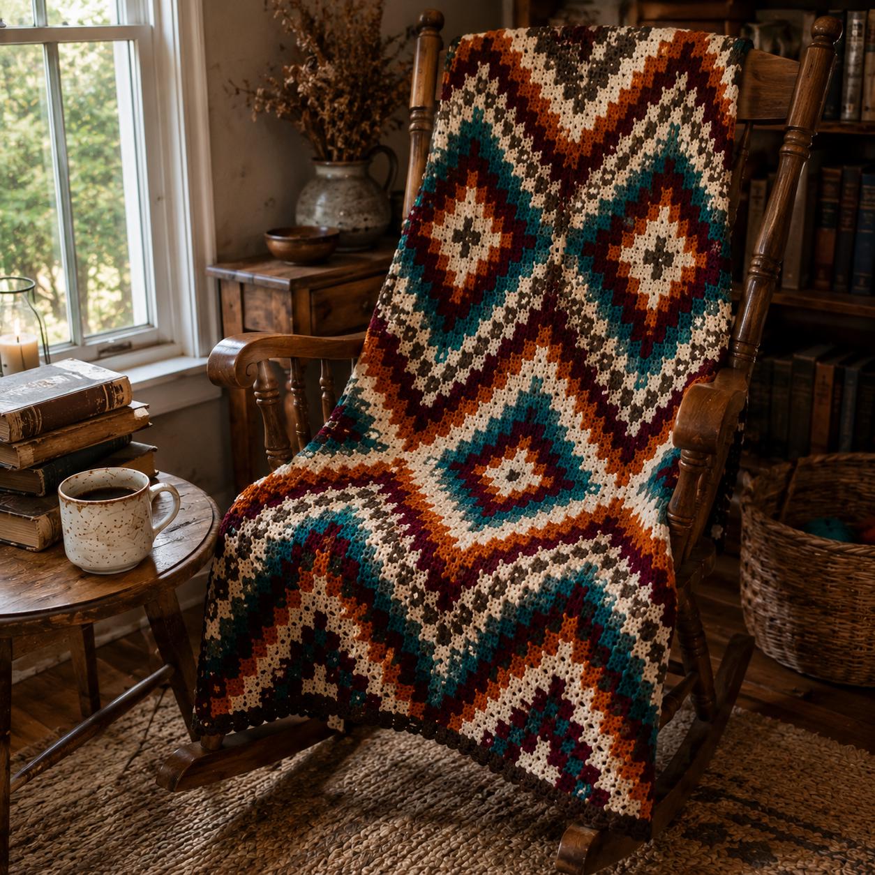 4559001782 Southwestern Diamond Blanket Crochet Pattern PDF