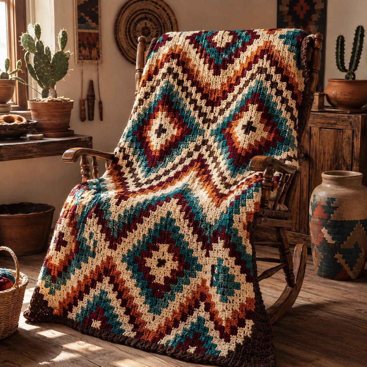 4559001782 Southwestern Diamond Blanket Crochet Pattern PDF