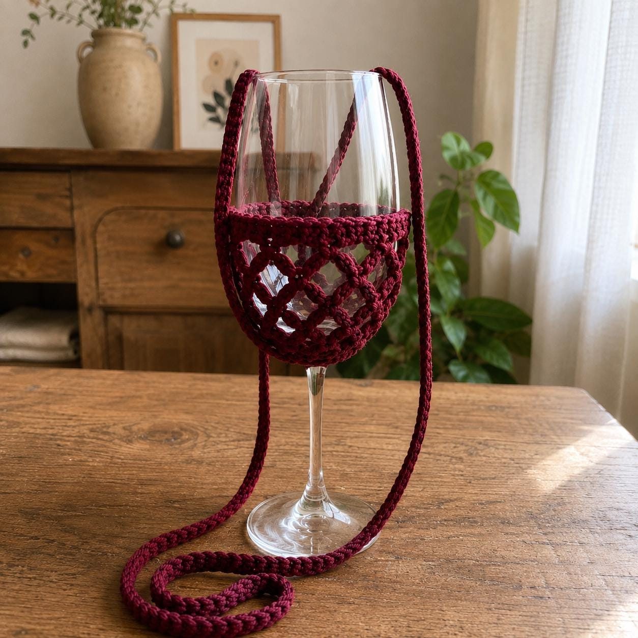 4559758368 Wine Glass Holder Lanyard Crochet Pattern PDF