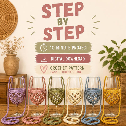 4559758368 Wine Glass Holder Lanyard Crochet Pattern PDF