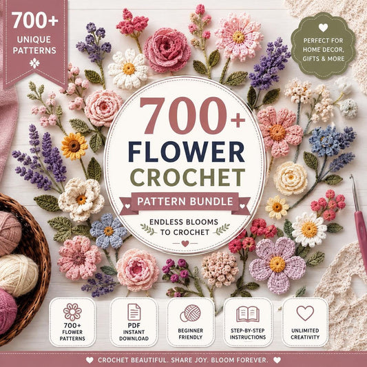 4560736287 700+ Crochet Flower Patterns Bundle PDF