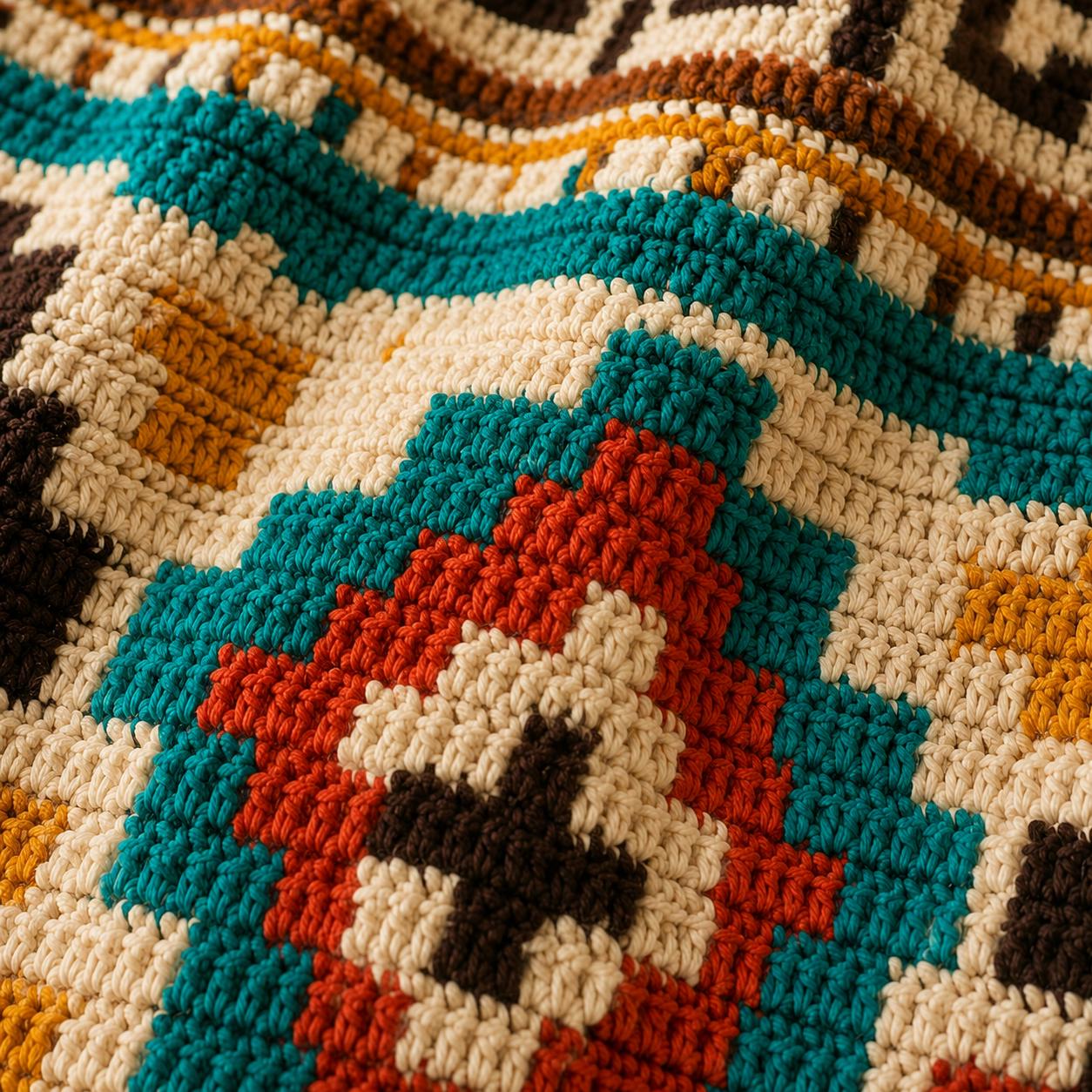 4565099613 Southwest Blanket Aztec Throw Crochet Pattern PDF