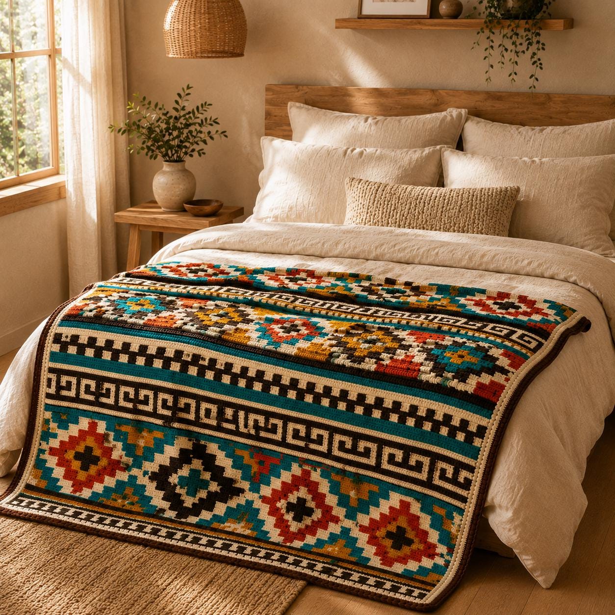 4565099613 Southwest Blanket Aztec Throw Crochet Pattern PDF
