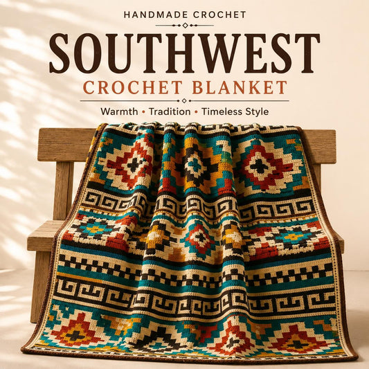 4565099613 Southwest Blanket Aztec Throw Crochet Pattern PDF