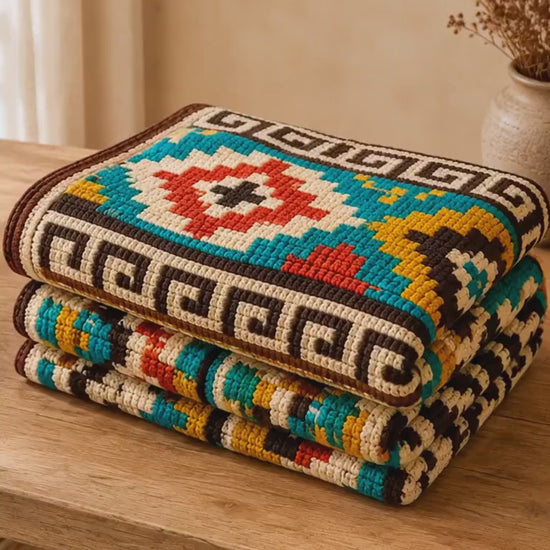 4565099613 Southwest Blanket Aztec Throw Crochet Pattern PDF